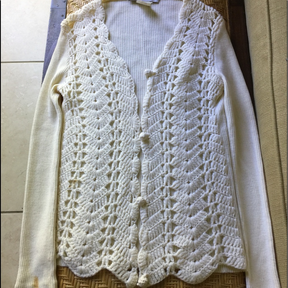 DOLCE&GABBANA CREAM CROCHET CARDIGAN AND CAMISOLE